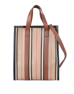 Small Icon Stripe Tote Bag, Canvas, Beige, S/DB/B, MII, 3*